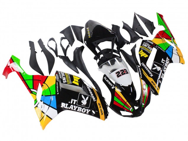 Beste Kawasaki ZX6R Motorrad Verkleidung 2007-2008 - Bunt Playboy 223