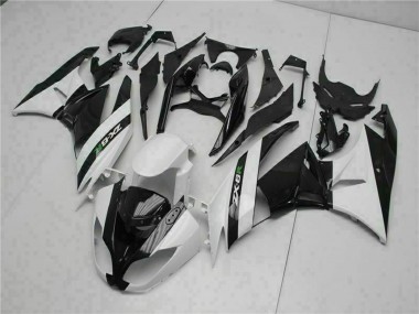 Beste Kawasaki ZX6R Motorrad Verkleidung 2009-2012 - Glanzendes Schwarz Weiss
