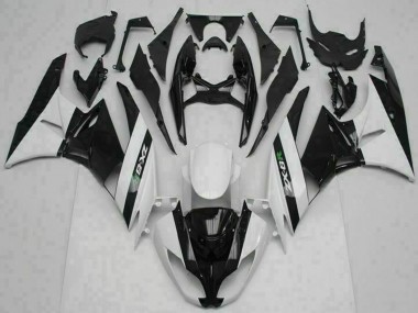 Beste Kawasaki ZX6R Motorrad Verkleidung 2009-2012 - Glanzendes Schwarz Weiss