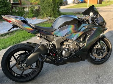 Beste Kawasaki ZX6R Motorrad Verkleidung 2019-2022 - Schwarz Regenbogen