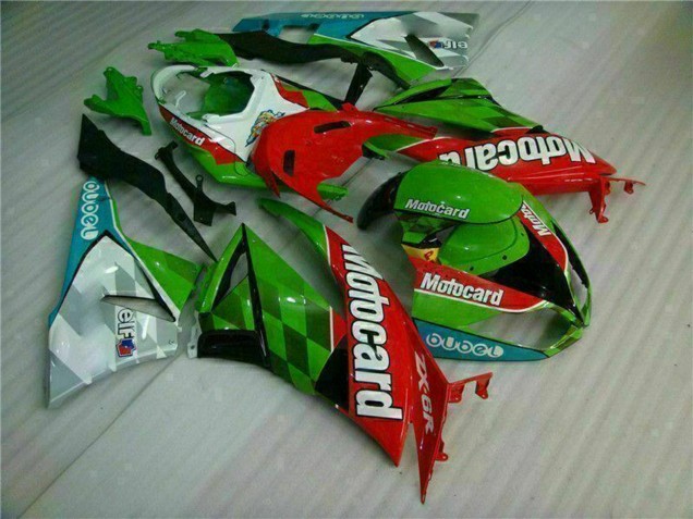 Beste Kawasaki ZX6R Motorrad Verkleidung 2009-2012 - Grun Weiss Rot Schwarz Blau Motocard