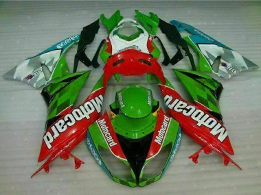 Beste Kawasaki ZX6R Motorrad Verkleidung 2009-2012 - Grun Weiss Rot Schwarz Blau Motocard