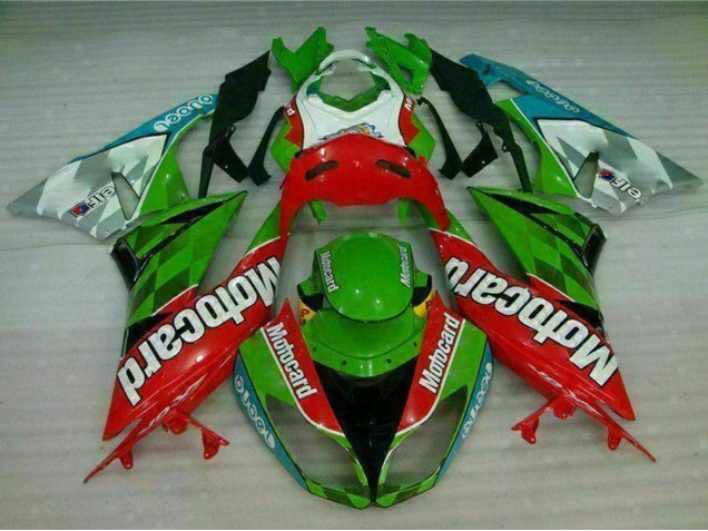 Beste Kawasaki ZX6R Motorrad Verkleidung 2009-2012 - Grun Weiss Rot Schwarz Blau Motocard