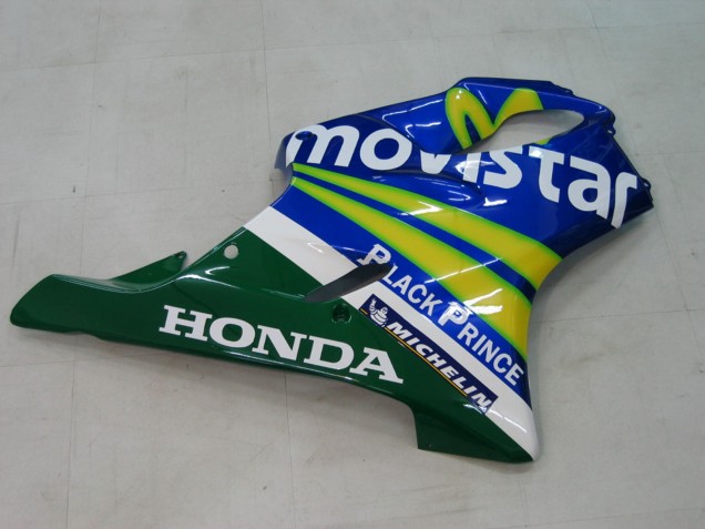 Beste Honda CBR600 F4i Motorrad Verkleidung 2004-2007 - Blau Gelb Grun MoviStar