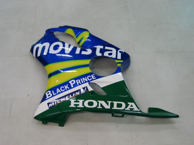 Beste Honda CBR600 F4i Motorrad Verkleidung 2004-2007 - Blau Gelb Grun MoviStar