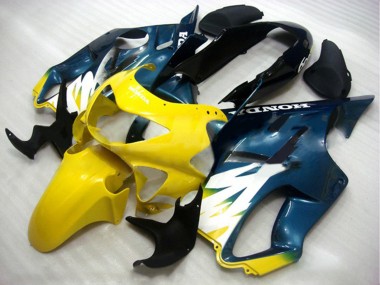 Beste Honda CBR600 F4 Motorrad Verkleidung 1999-2000 - Gelb Dunkel Blau Glanzendes Schwarz