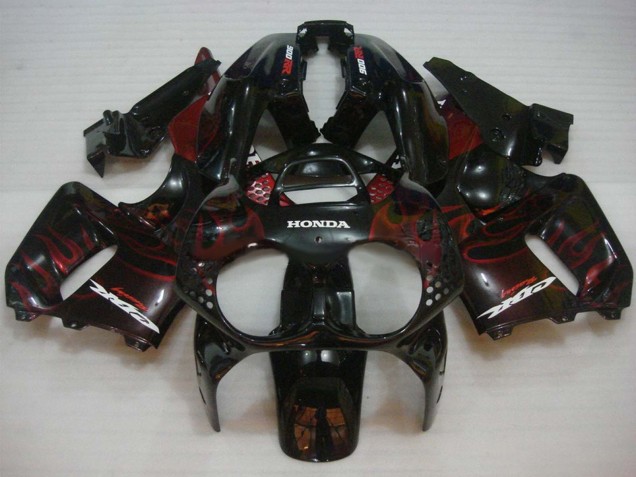 Beste Honda CBR900RR 893 Motorrad Verkleidung 1992-1993 - Glanzendes Schwarz Rot Flamme