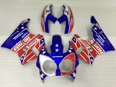 Beste Honda CBR900RR 893 Motorrad Verkleidung 1992-1993 - Weiss Rot Blau Stern Castrol