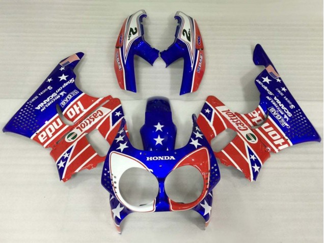 Beste Honda CBR900RR 893 Motorrad Verkleidung 1992-1993 - Weiss Rot Blau Stern Castrol
