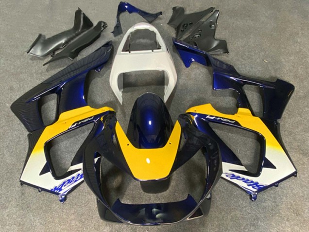 Beste Honda CBR900RR 929 Motorrad Verkleidung 2000-2001 - Weiss Gelb Dunkel Blau