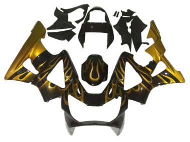 Beste Honda CBR900RR 929 Motorrad Verkleidung 2000-2001 - Glanzendes Schwarz Gold Flamme