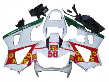 Beste Honda CBR900RR 929 Motorrad Verkleidung 2000-2001 - Weiss Rot Grun Castrol San Carlo