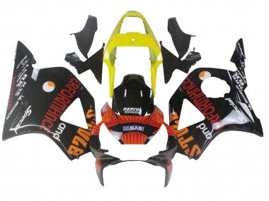 Beste Honda CBR900RR 954 Motorrad Verkleidung 2002-2003 - Gelb Rot Glanzendes Schwarz Repsol Rossi