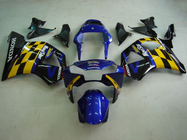 Beste Honda CBR900RR 954 Motorrad Verkleidung 2002-2003 - Blau Gelb Glanzendes Schwarz Telefonica MoviStar Castrol