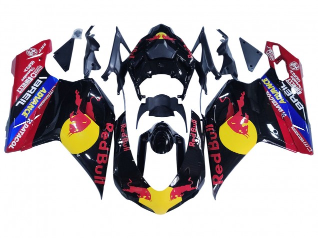 Beste Ducati 848/1098/1198 Motorrad Verkleidung 2007-2014 - Glanzendes Schwarz Gelb Blau Red Bull