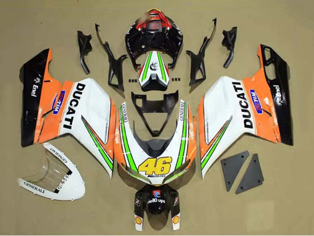 Beste Ducati 848/1098/1198 Motorrad Verkleidung 2007-2014 - Weiss Orange Grun Glanzendes Schwarz Tim 46