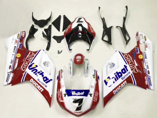 Beste Ducati 848/1098/1198 Motorrad Verkleidung 2007-2014 - Weiss Rot Blau Unibat 7