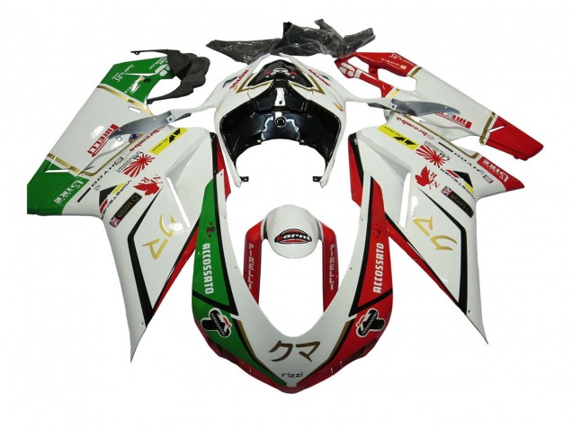 Beste Ducati 848/1098/1198 Motorrad Verkleidung 2007-2014 - Weiss Rot Grun Accossato