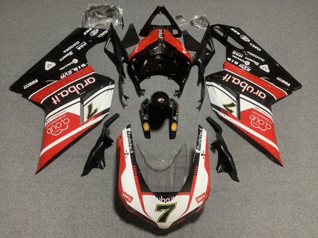 Beste Ducati 848/1098/1198 Motorrad Verkleidung Kit 2007-2014 - Weiss Rot Glanzendes Schwarz