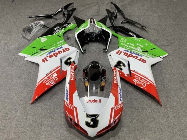 Beste Ducati 848/1098/1198 Motorrad Verkleidung 2007-2014 - Weiss Rot Grun Valsir 3