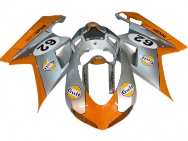 Beste Ducati 848/1098/1198 Motorrad Verkleidung 2007-2014 - Silber Orange Gulf 62