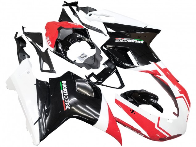 Beste Ducati 848/1098/1198 Motorrad Verkleidung 2007-2014 - Weiss Rot Glanzendes Schwarz