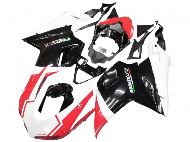 Beste Ducati 848/1098/1198 Motorrad Verkleidung 2007-2014 - Weiss Rot Glanzendes Schwarz