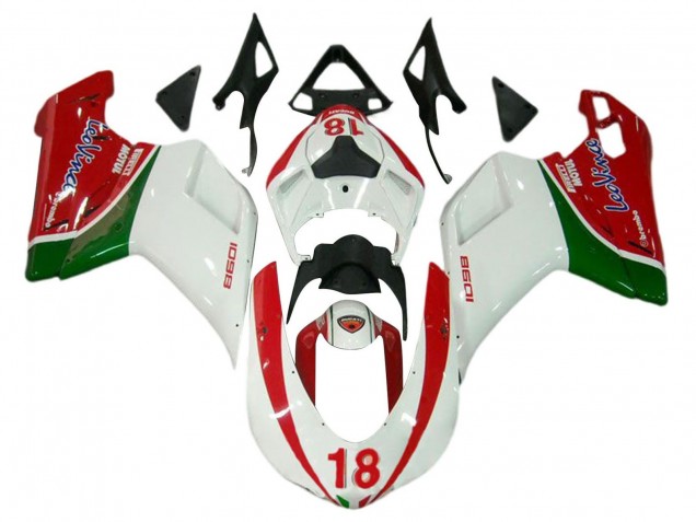 Beste Ducati 848/1098/1198 Motorrad Verkleidung 2007-2014 - Weiss Rot Grun 18