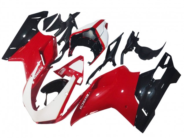 Beste Ducati 1098 Motorrad Verkleidung 2007-2014 - Weiss Rot Glanzendes Schwarz