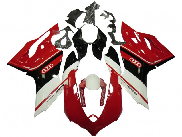 Beste Ducati Panigale 899 Motorrad Verkleidung 2011-2014 - Weiss Rot Glanzendes Schwarz Dunlop