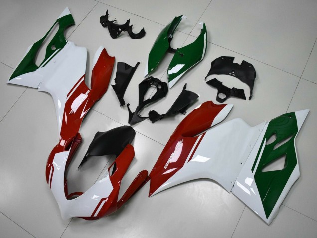 Beste Ducati Panigale 899 Motorrad Verkleidung 2011-2014 - Weiss Rot Dunkel Grun
