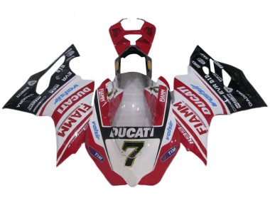 Beste Ducati 1199 Motorrad Verkleidung 2011-2014 - Weiss Rot Glanzendes Schwarz Fiamm Valsir 7
