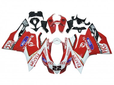 Beste Ducati 1199 Motorrad Verkleidung 2011-2014 - Weiss Rot Glanzendes Schwarz Fiamm Ficc 22