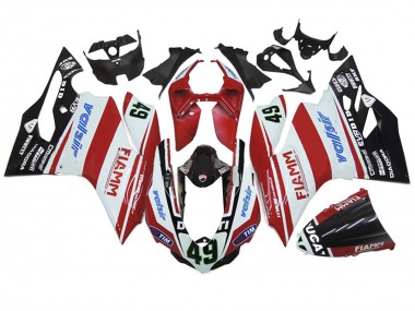 Beste Ducati 1199 Motorrad Verkleidung 2011-2014 - Weiss Rot Glanzendes Schwarz Valsir Fiamm 49