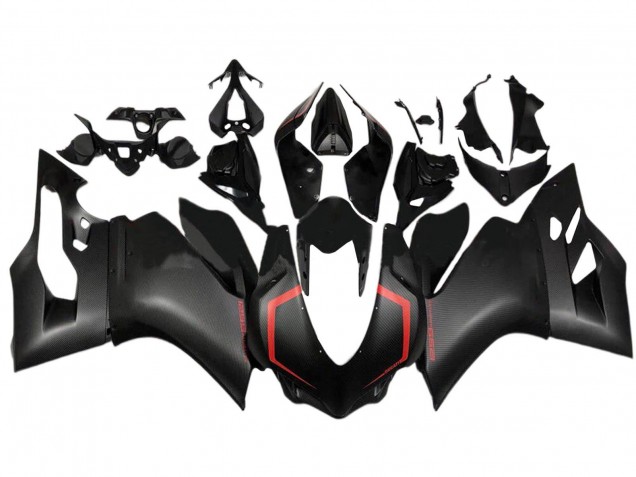 Beste Ducati 1299 Motorrad Verkleidung 2015-2020 - Schwarzer Carbonfaser Stil Rot