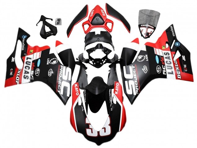 Beste Ducati 959/1299 Motorrad Verkleidung 2015-2020 - Weiss Rot Matt Schwarz Lucas 33
