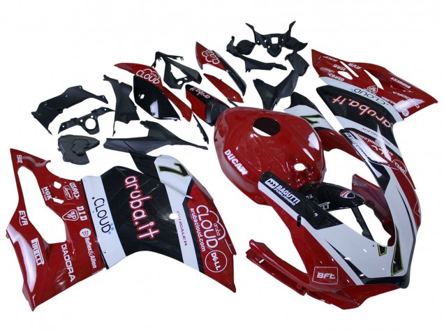 Beste Ducati 959/1299 Motorrad Verkleidung 2015-2020 - Weiss Rot Schwarz Aruba 7