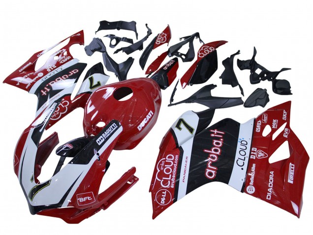 Beste Ducati 959/1299 Motorrad Verkleidung 2015-2020 - Weiss Rot Schwarz Aruba 7
