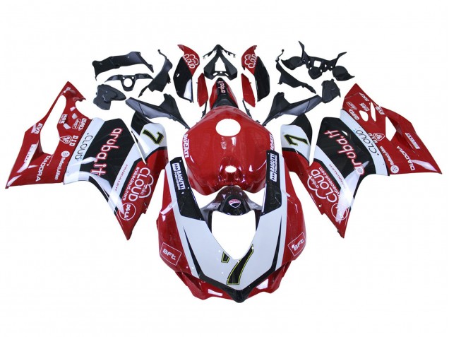 Beste Ducati 959/1299 Motorrad Verkleidung 2015-2020 - Weiss Rot Schwarz Aruba 7