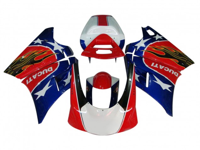 Beste Ducati 748/916/996/998 Motorrad Verkleidung 1993-2005 - Weiss Rot Blau Glanzendes Schwarz Flamme