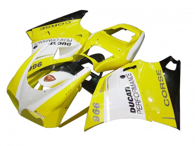 Beste Ducati 996 Motorrad Verkleidung 1993-2005 - Weiss Gelb Glanzendes Schwarz Corse Performance