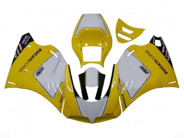Beste Ducati 996 Motorrad Verkleidung 1993-2005 - Weiss Gelb Glanzendes Schwarz Corse Performance