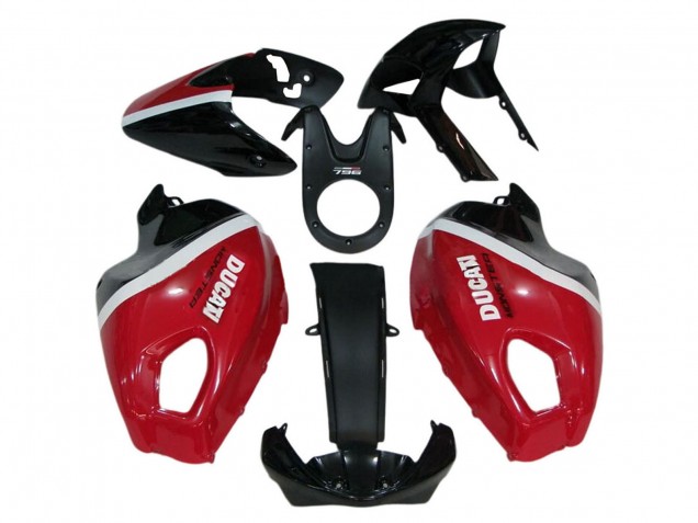 Beste Ducati Monster 696 796 1100 1100S Motorrad Verkleidung 2008-2012 - Rot Weiss Glanzendes Schwarz