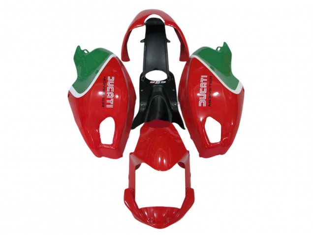 Beste Ducati Monster 696 796 1100 1100S Motorrad Verkleidung 2008-2012 - Rot Weiss Grun