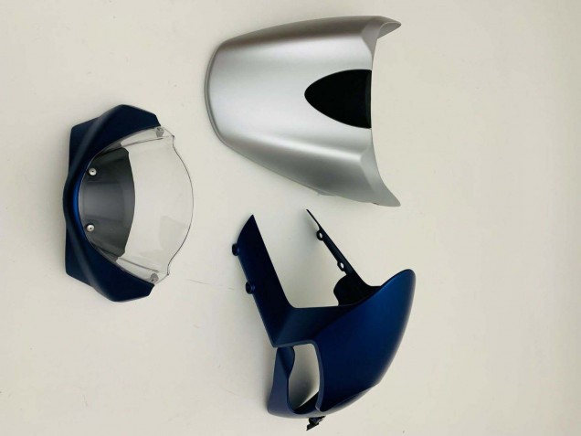 Beste Ducati Monster 696 796 1100 1100S Motorrad Verkleidung 2008-2012 - Dunkel Blau Silber