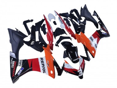 Beste Honda CBR500R Motorrad Verkleidung 2013-2015 - Orange Weiss Rot Glanzendes Schwarz Repsol 3
