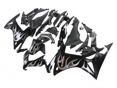 Beste Honda CBR500R Motorrad Verkleidung 2013-2015 - Glanzendes Schwarz Silber Flamme