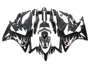 Beste Honda CBR500R Motorrad Verkleidung 2013-2015 - Glanzendes Schwarz Silber Flamme