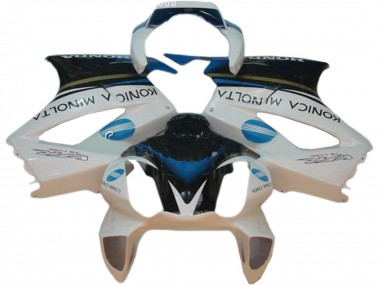 Beste Honda VFR 800 Motorrad Verkleidung 2002-2013 - Weiss Blau Schwarz Konica Minolta