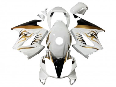 Beste Honda VFR 800 Motorrad Verkleidung 2002-2013 - Weiss Gold Flamme